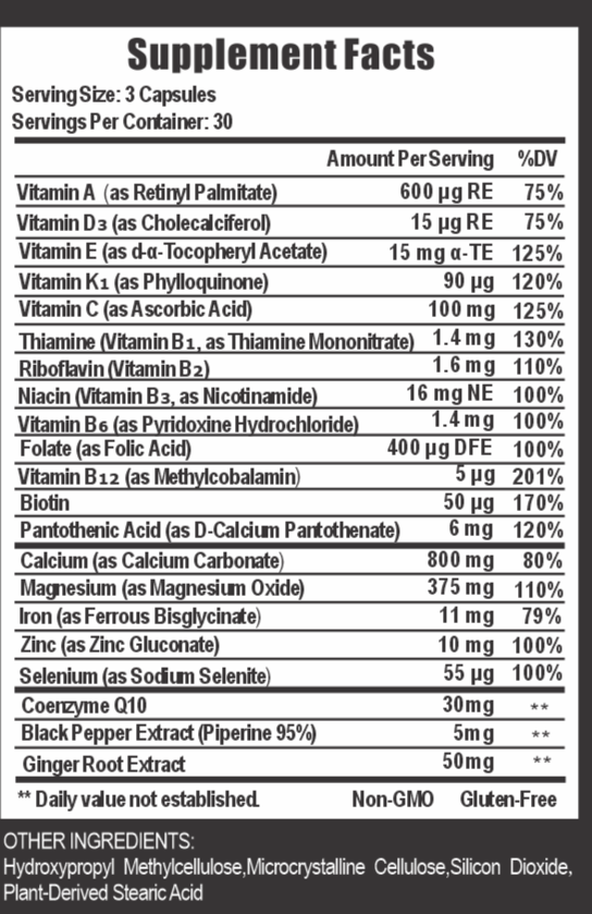 Multi-vitamins&minerals - 90caps(30-45 servings)