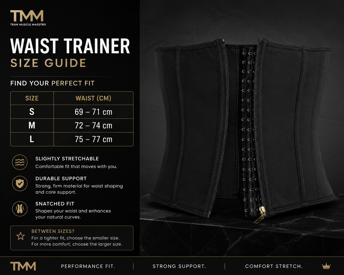 Black Corset Style Waist Trainer.